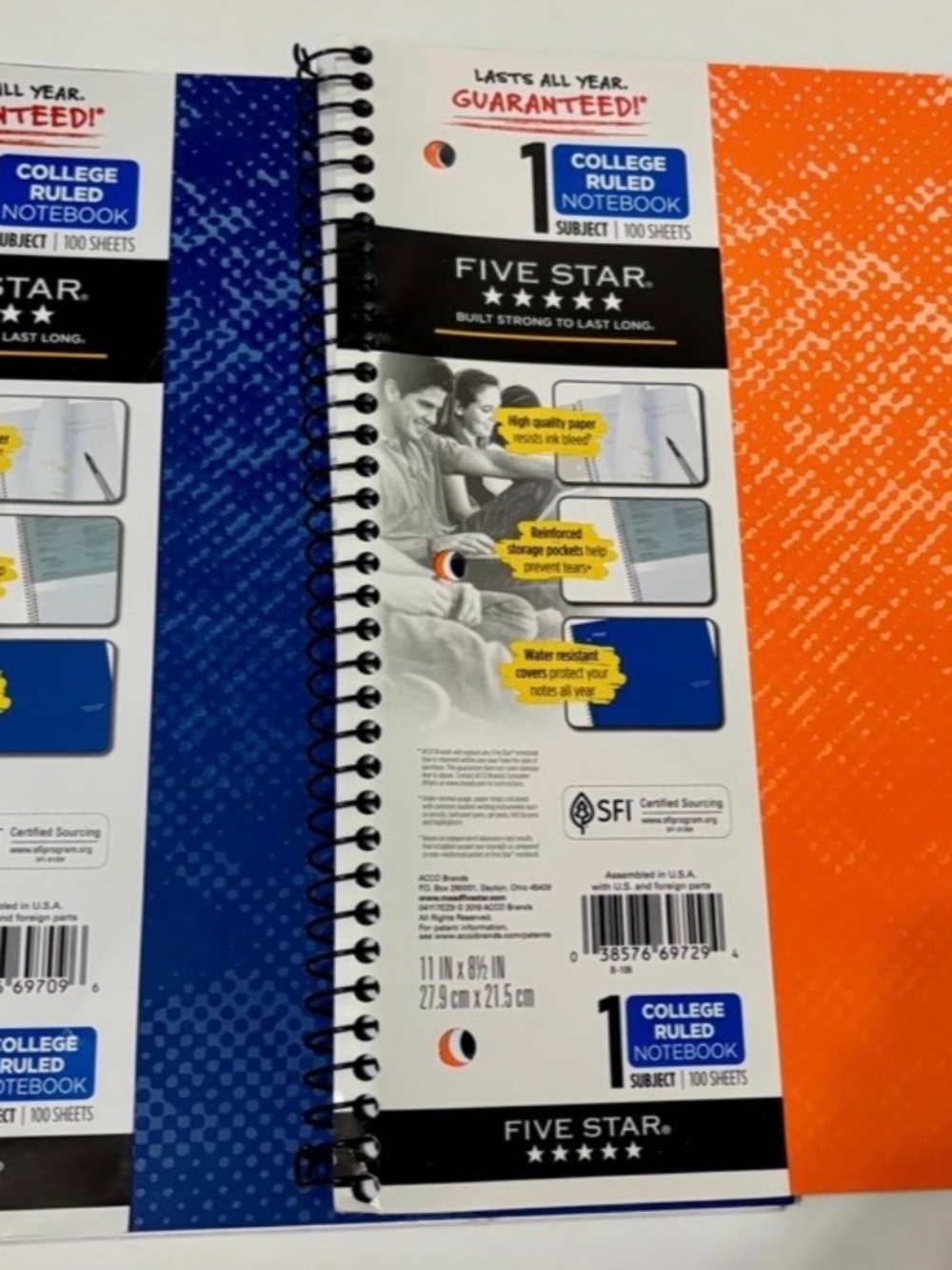 NEW Mead Five Star Spiral Notebooks One Subject College Ruled Lot of 2.
